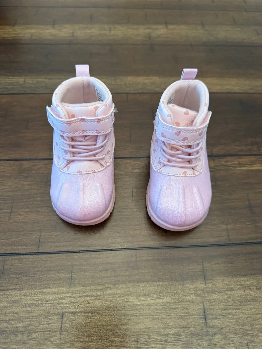 Carter’s Kids Pink Heart Rain Boots with Velcro Closure